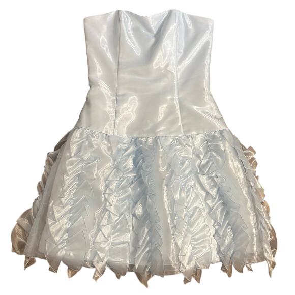 Jessica McClintock for Gunne Sax Dress VTG Strapless Ruffle Party Blue Size 5/6 - Picture 3 of 11